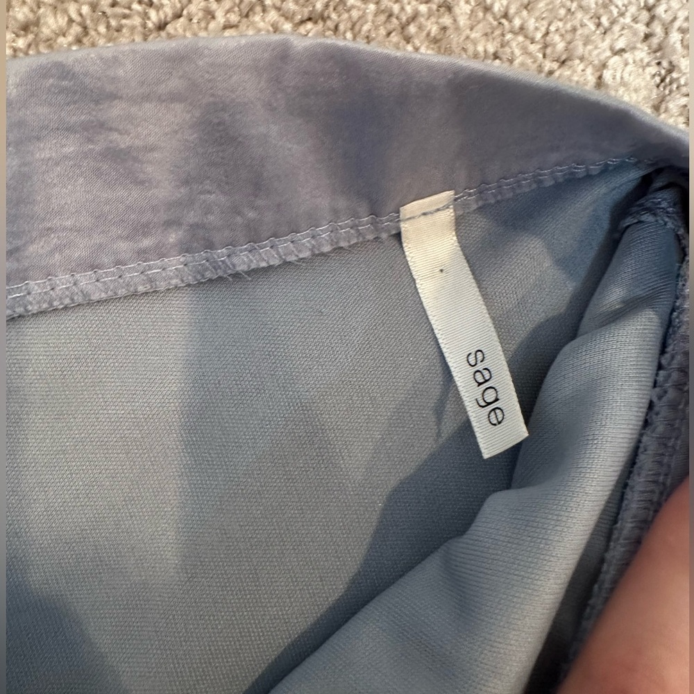 Sage brand Baby Blue satin high waisted belted shorts. Size medium. - Picture 4 of 6